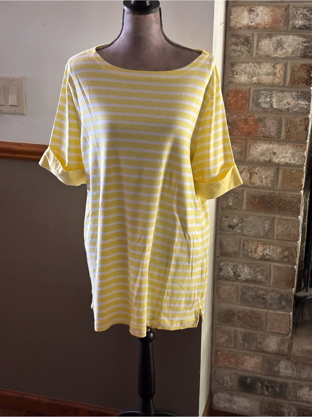 White Stag Yellow & White Striped Boatneck Tunic